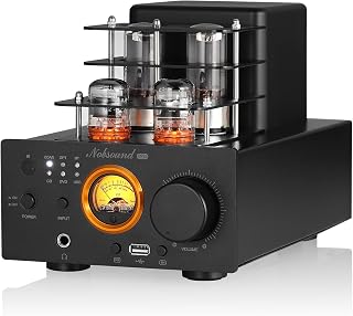Nobsound A3 Hi-Fi Vacuum Tube Amp 2 Channel Bluetooth Amplifier Receiver for Speakers DAC with Optical USB Input, Subwoofer Output and Headphone Jack, VU Meter, Remore Control for Home Audio System