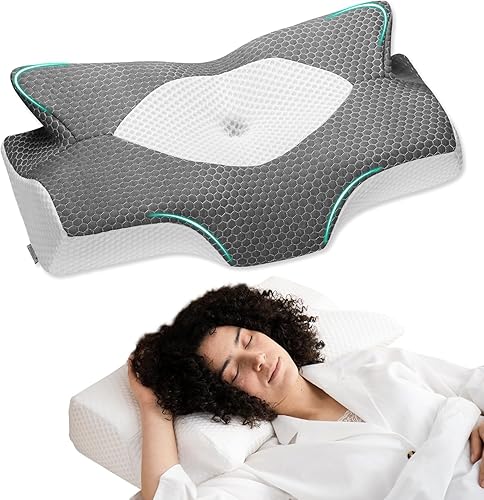 Miniatura 1 de Elviros Almohadas cervicales de espuma viscoelástica para dolor de cuello y hombros, almohada cervical para dormir, almohadas ortopédicas