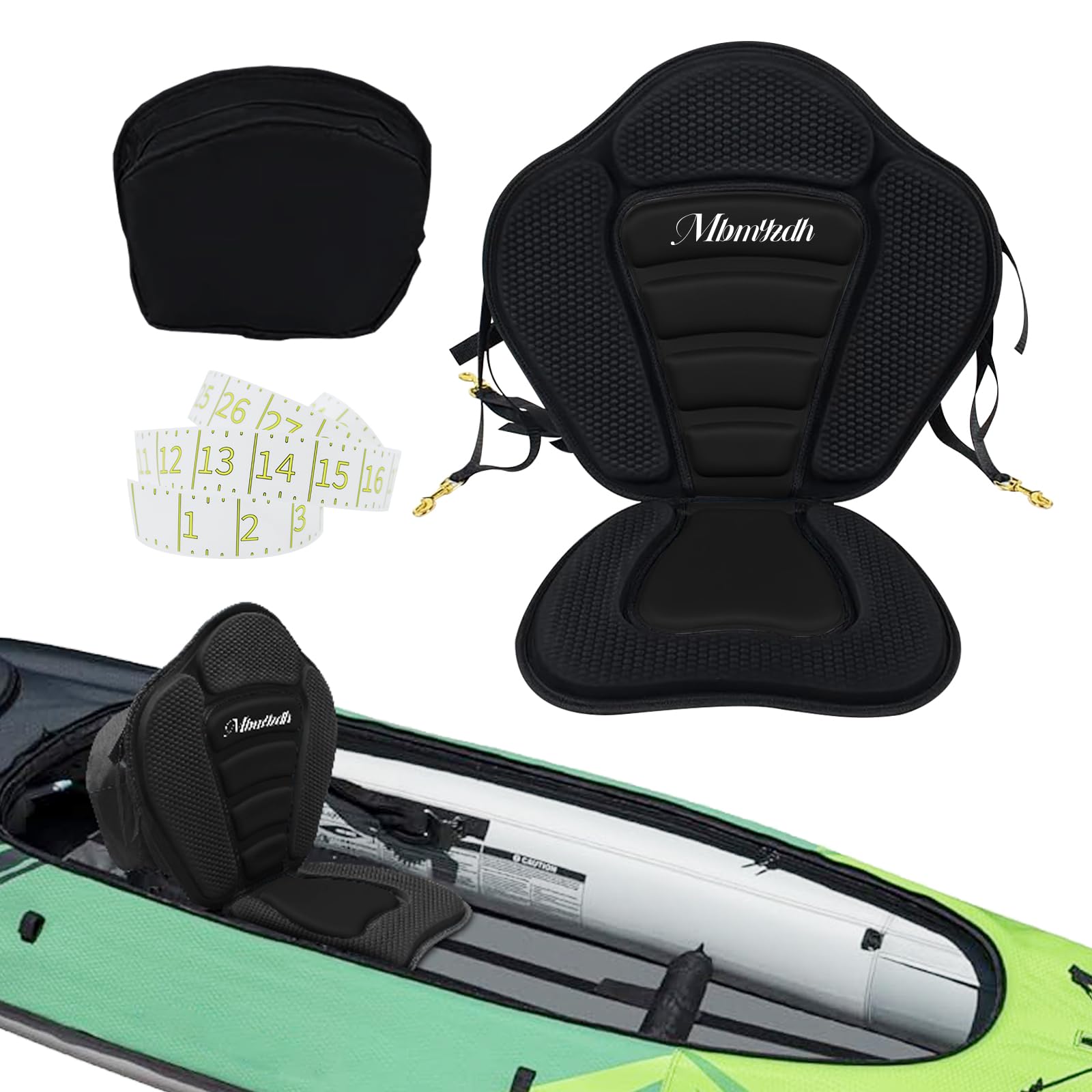 Deluxe Padded Kayak Seats - Premium Shockproof Seats with Back Support for Kayaking, Canoeing, Fishing, Paddle Boarding - Comfort, Versatility and Extra Storage