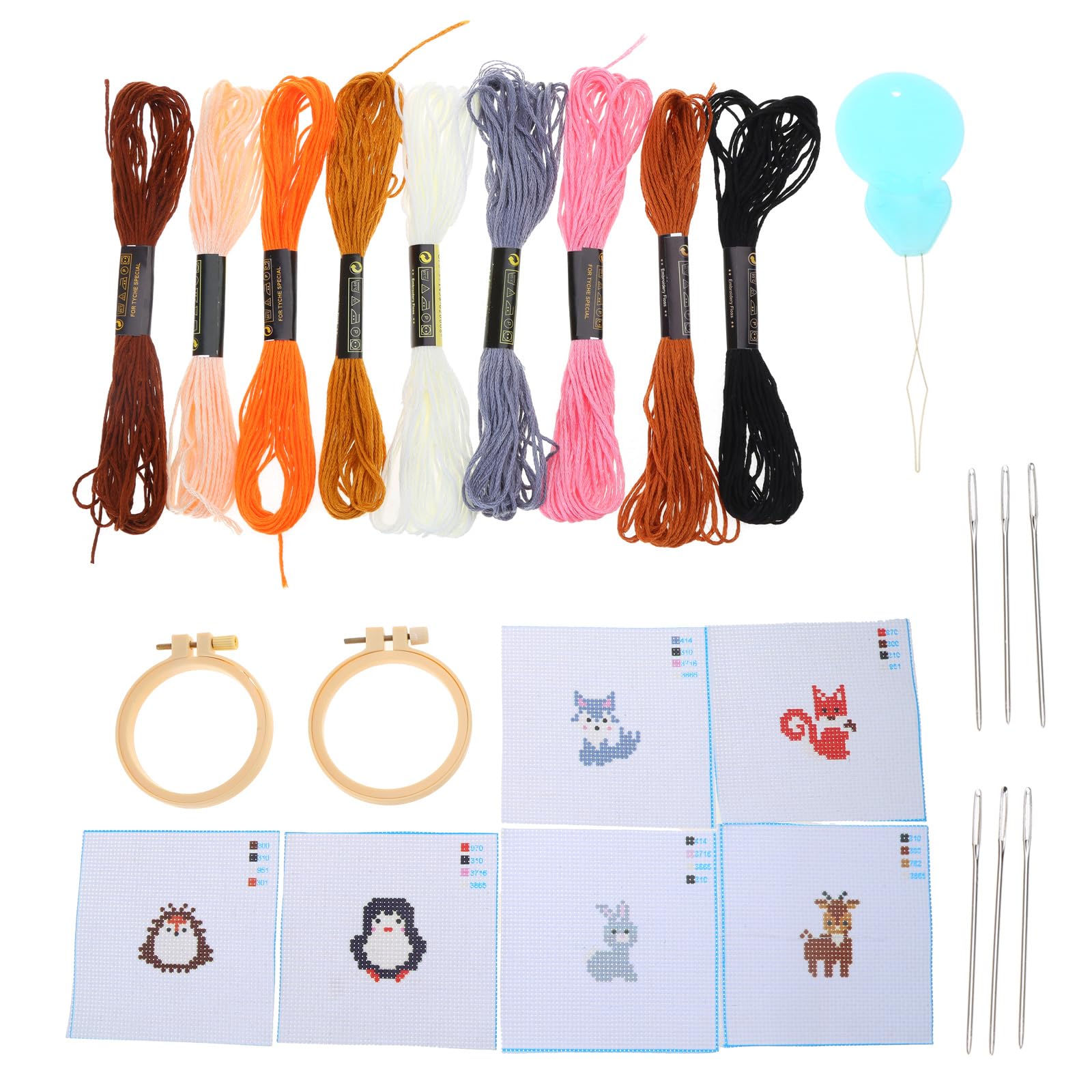 Yhplxyuus Cross Stitches Sewing Kits with Animals Pattern Embroidery Hoops Embroidery Starter Kits for Beginner Adult Lovers Stitches Practice Starter Animal Cross