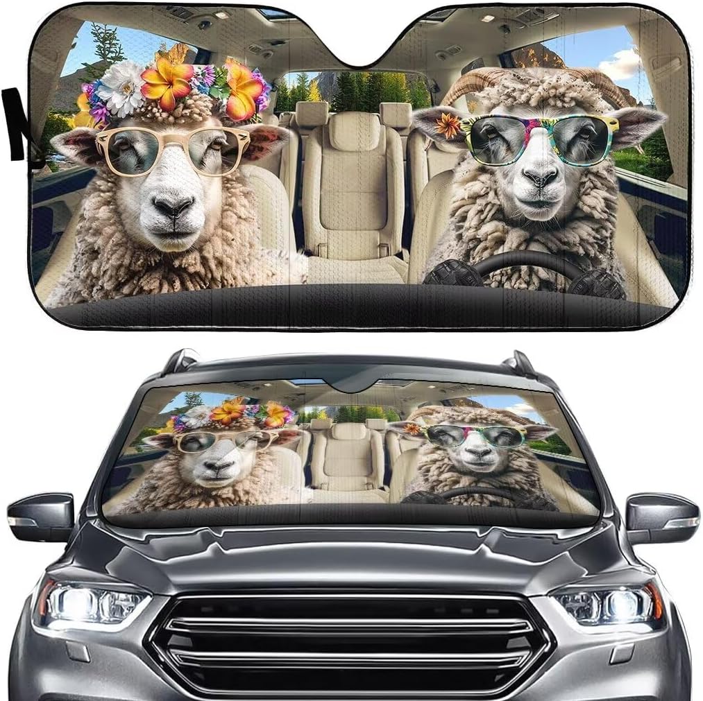 Generic Funny Horse Front Windshield Sun Shade, Personality Car Windshield Sunshade Animal Automotive Cover Keeps Out UV Rays Protectors Vehicle Interior,Car Sun Visor 57x27.5in, JccAoT10-7