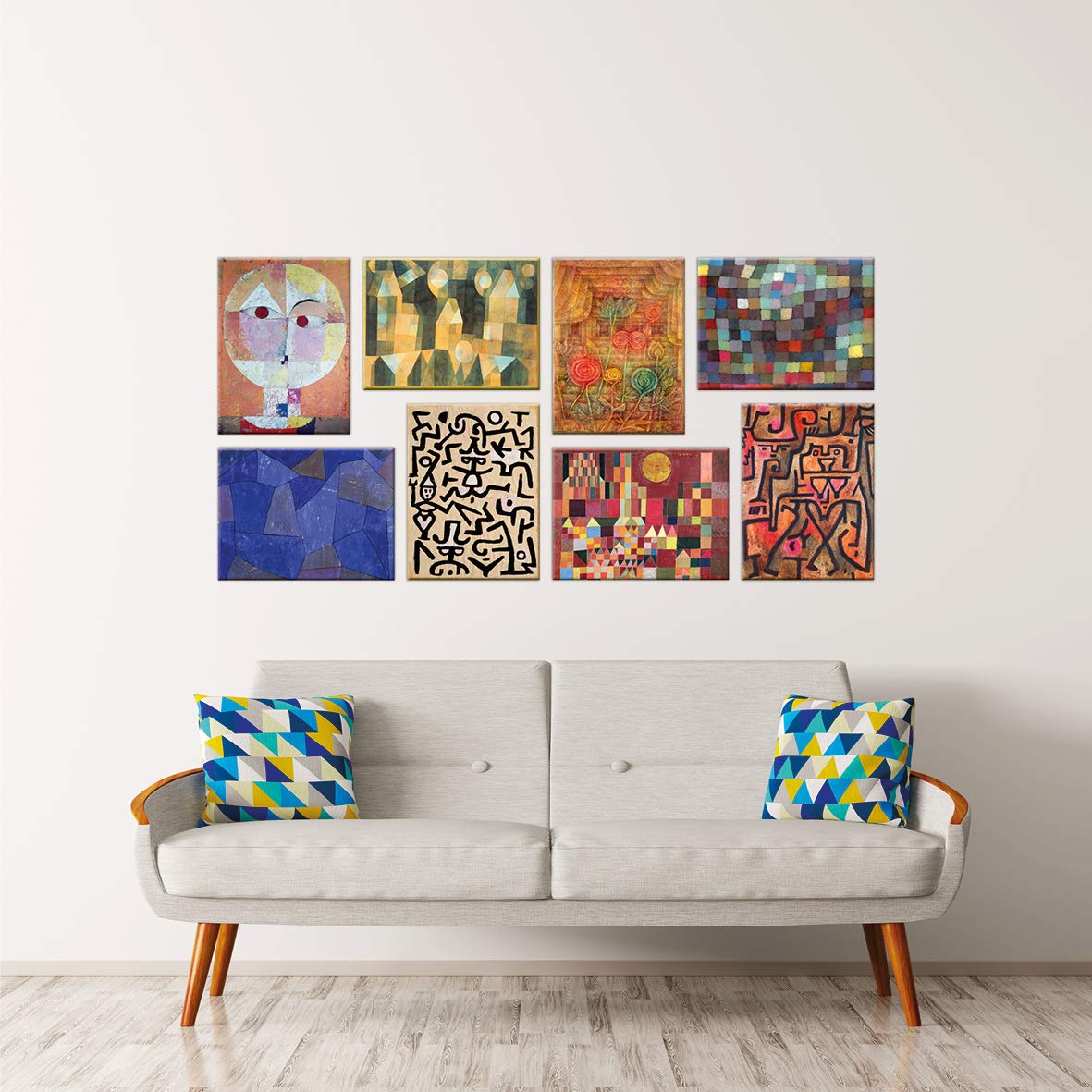 LuxHomeDecor Quadri paul klee 8 pezzi 40x30 cm Stampa su Tela con Telaio in Legno Arredamento Arte Arredo Moderno