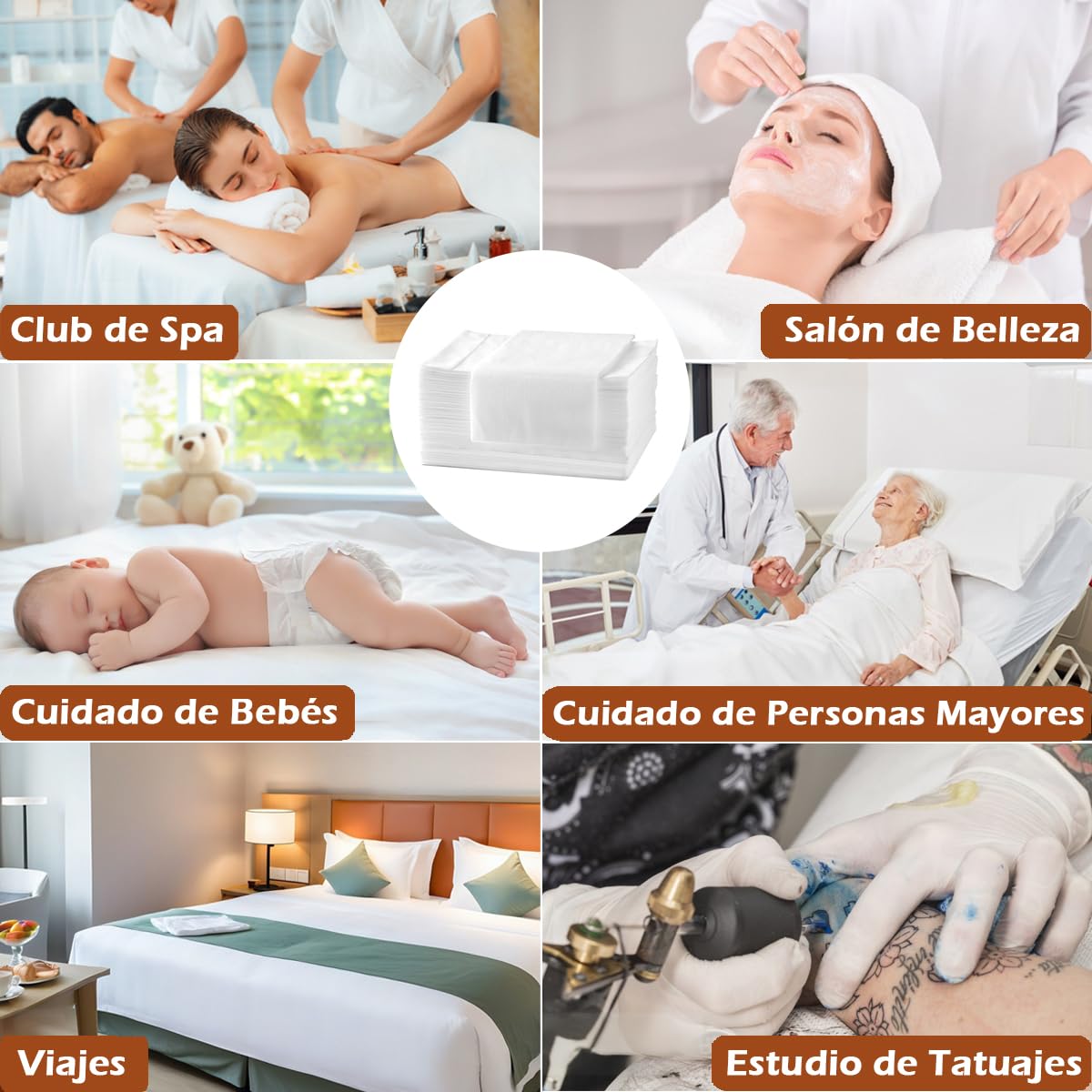 100 PCS Sabanas Desechables Camilla Masaje, 80x180cm Sábanas Desechables No Tejidas Transpirable TNT SMS Toallas Desechables para Masajes Belleza Salones Tatuaje SPA Clinicas Hospital, Blanco