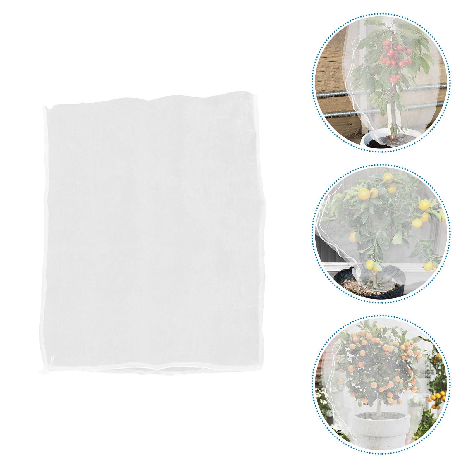 8 Piezas Red para Árboles Frutales de Nylon Blanco con Cordón | Cierre Doble con Cordón y Cremallera, para Jardinería y Huerto Permite Paso de Luz, Protección Vegetal