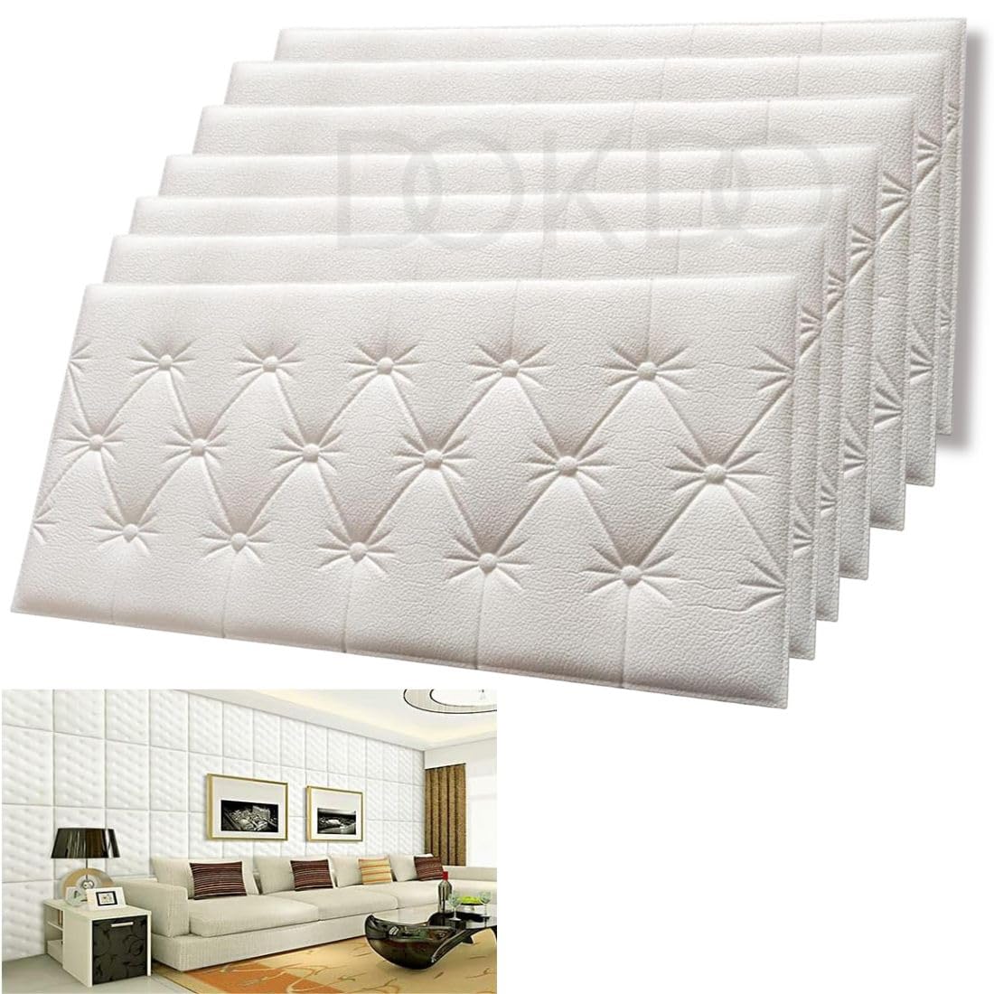 3D White headboard Cushion Wallpaper for Wall PE Foam Wall Stickers Self Adhesive DIY Wall Decor (35 X 70cm, Appx. 2.7Sq Feet)(Colour : White) (15) (B0CFLT1TZ4) Amazon Price History, Amazon Price Tracker