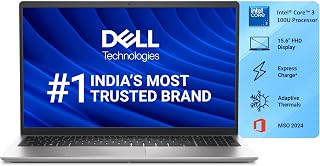 Dell 15 (Previously Inspiron) Laptop, 14th Gen Intel Core i3/Core 3 100U Processor, 8GB, 512GB, Intel UHD Graphics, 15.6" FHD IPS 250nit Display, 12m Mcafee, Win 11 + MSO'24, Platinum Silver, 1.63kg