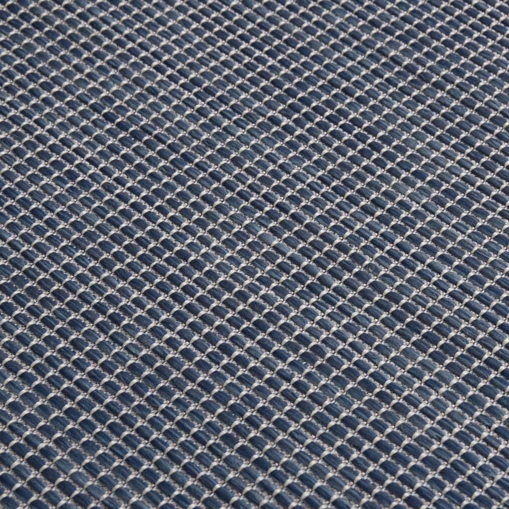 Tappeto per esterni, 80 x 250 cm, blu, resistente a tessitura piatta in polipropilene, per terrazze, balconi, giardini, robusto tappeto per interni ed esterni