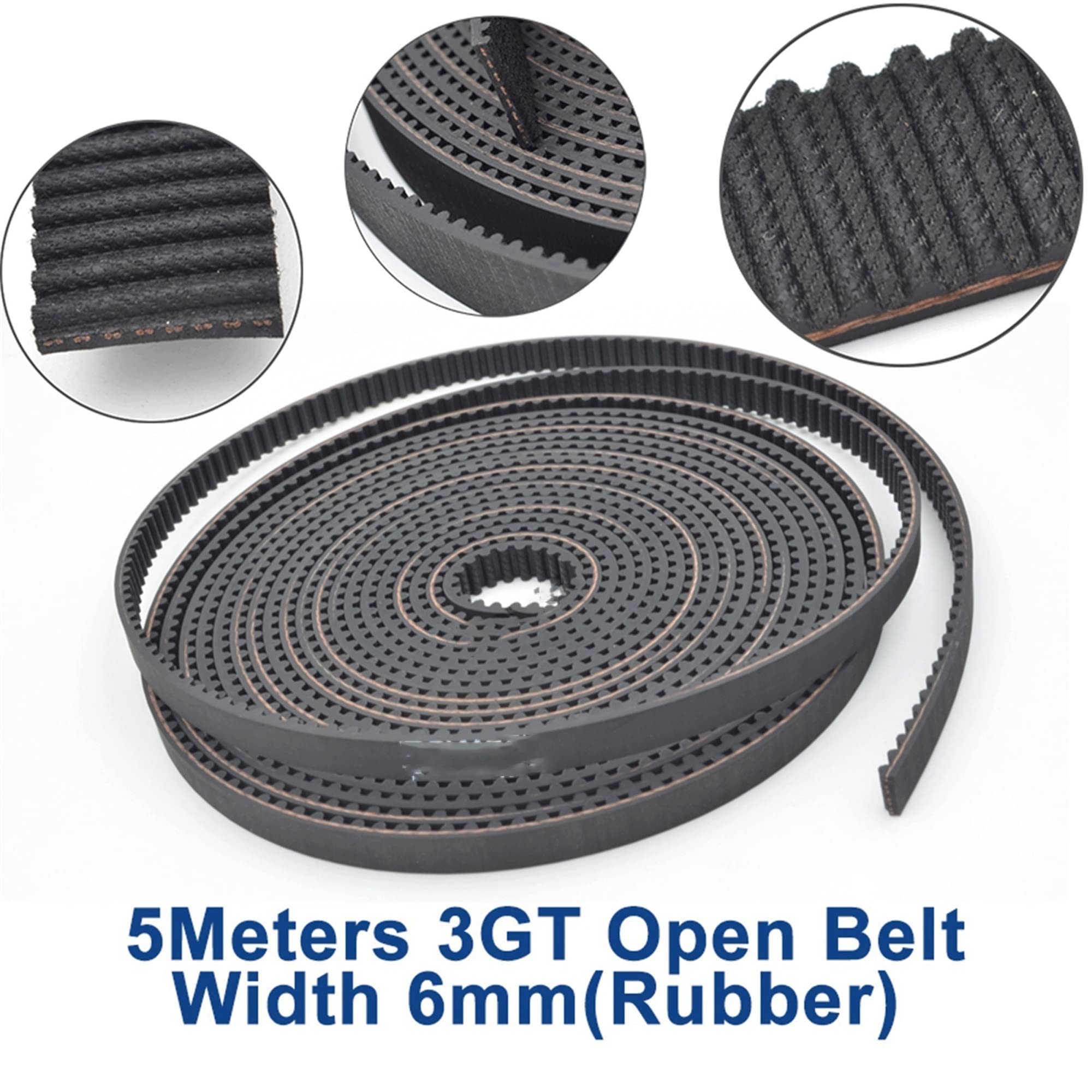Lxuan-Correas de distribución 5 metros 3MGT 3GT Cinturón de tiempo sincrónico abierto 3GT 6 Ancho 6mm 3GT-6 Caucho Gt3 Polea de cinturón Pequeña impresora 3D de contrapresión, Más estable frente al de