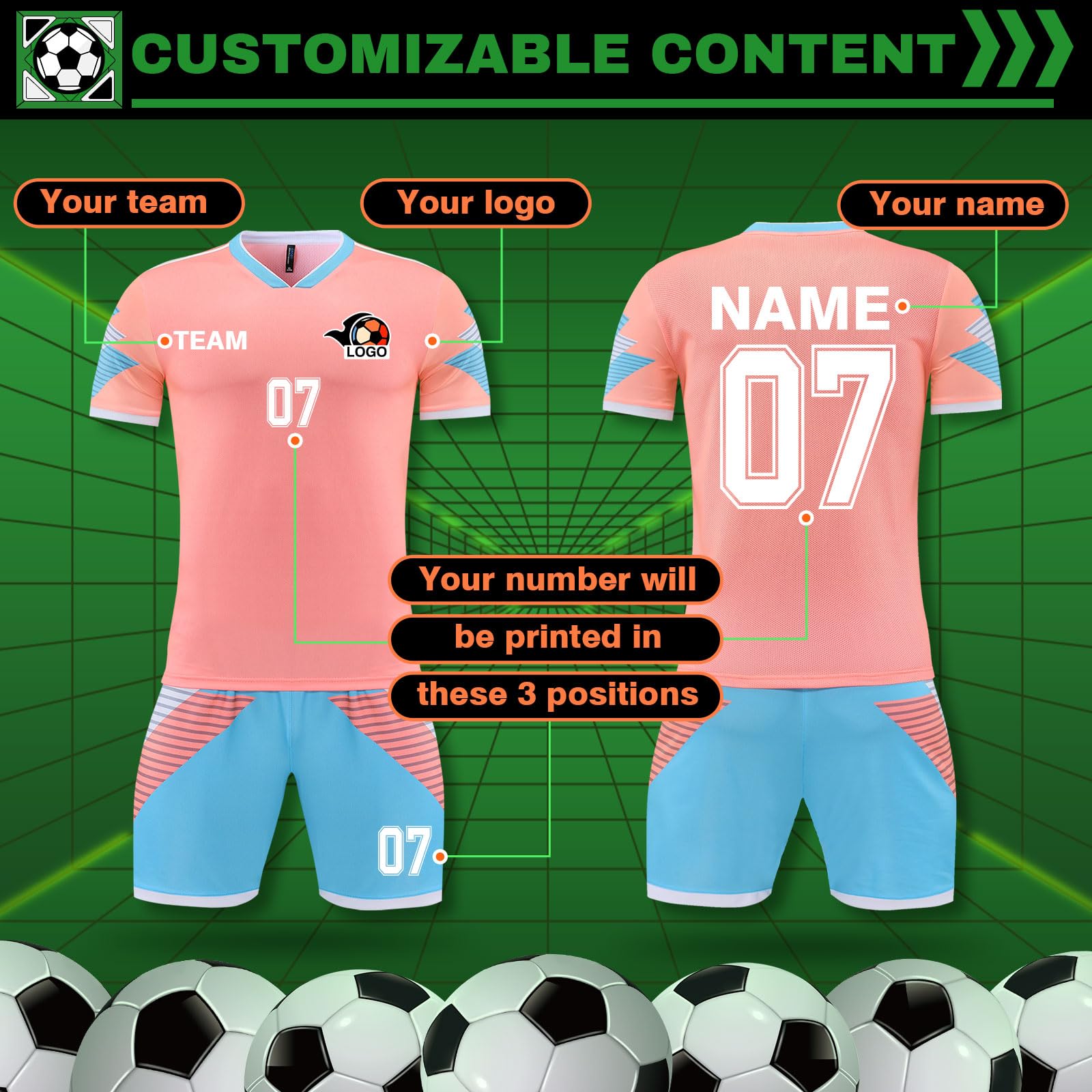 LAIFU Custom Soccer Jersey, Personalized Name,Team Name,Number,Logo Soccer Kits Red