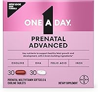 Vista 1 de One A Day Vitaminas prenatales avanzadas prenatales con ácido fólico, colina, DHA y hierro, vitaminas para el embarazo para mujeres para apoyar