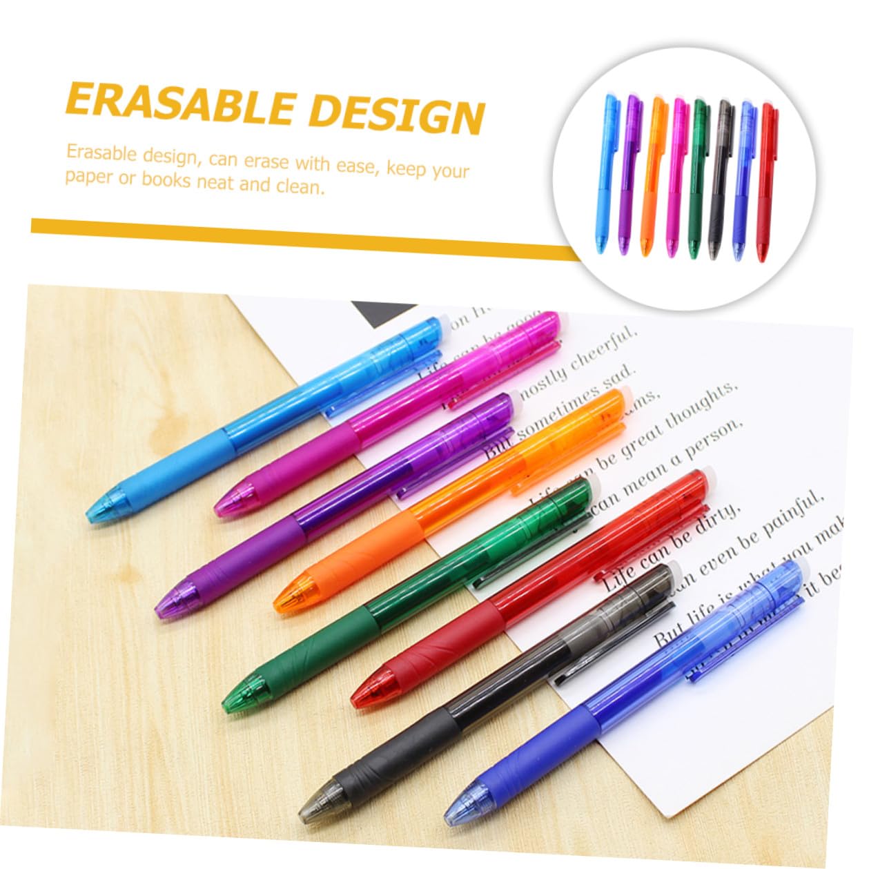 Housoutil 24 Pezzi Penne Gel Cancellabili Punta Fine Penne Colorate per Scrittura e Calligrafia per Studenti e Ufficio con Confezione PVC