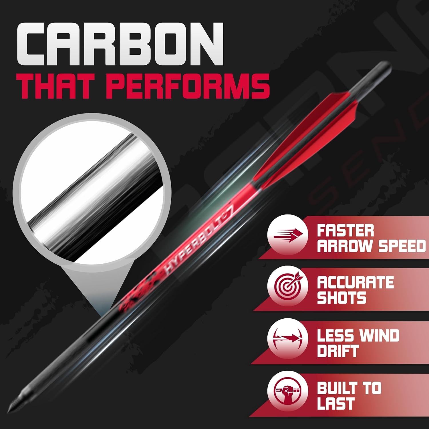 BARNETT Demun Carbon Hyperbolt 6-Pack - Premium Carbon Crossbow Bolts Built Exclusively for Demun Mini Crossbows - Ultra Precision, Straightness, and Accuracy