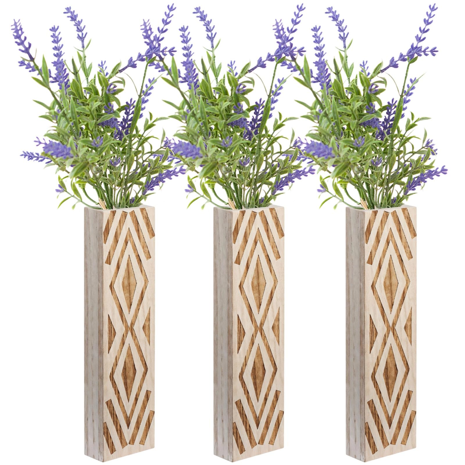 Vase en bois suspendu mural lot de 3 pour fleur séchée déco intérieure
