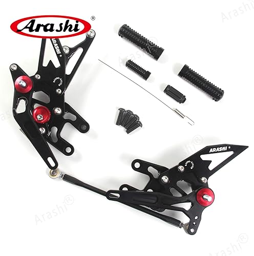 Miniatura 51 de Arashi reposapiés para motocicleta, accesorios ajustables, juego de reposapiés traseros Negro