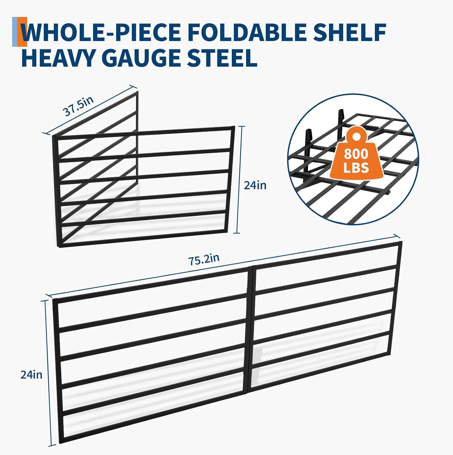 Garage Storage Shelving Wall Mounted, 2 Pack 2x6 ft Wall Mount Shelves, 1600 LBS Heavy Duty Sturdy Shelves, Folding Strong Garage Organiser, Storage Racks for Shop, Shed, Storage Shelve