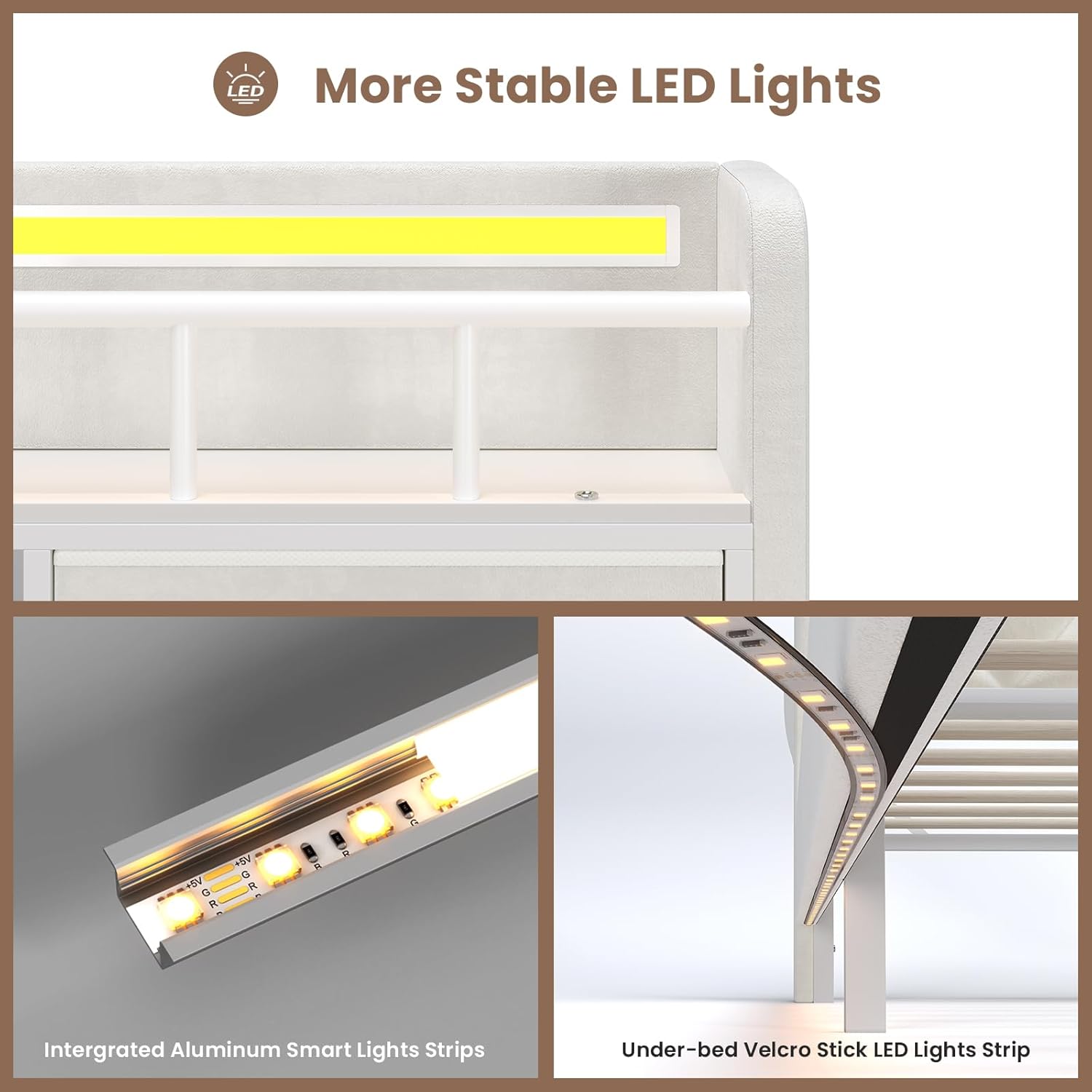 Close-up of the built-in charging station with 2 AC outlets, 1 USB-A port, and 1 USB-C port.