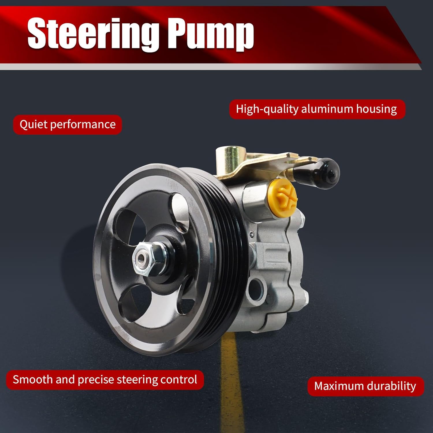 Power Steering Pump 491104S100 with Pulley Compatible with Nissan Xterra 2000-2004 Frontier 1999-2004 3.3L V6 Replaces 21-5219 96-5219 990-0200 N990-0200 5575N PSP0004 6028P