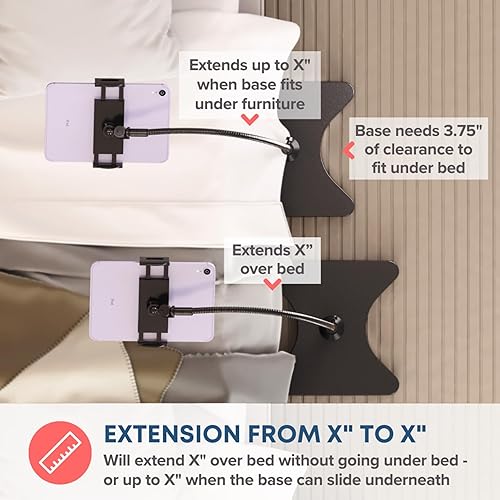 Miniatura 9 de LEVO Soporte de piso de altura ajustable para tableta y teléfono, soporte de cuello de cisne con base estable, compatible con todos los teléfonos