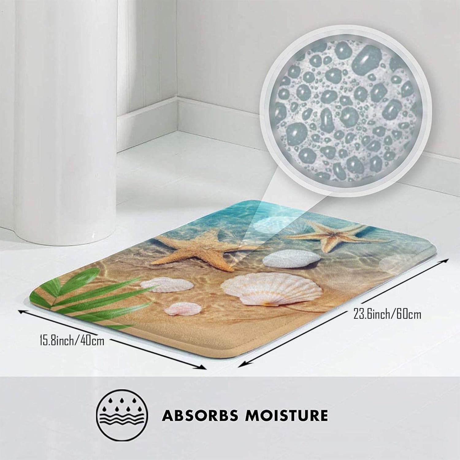Buy Bath Mat Leaf Starfish And Seashell Bath Rugs Absorbent Bath Mats For Bathroom Door Mat Non Slip For Room Entryway Floor Kitchen Indoor Bathtub 239x157 Inch Online In Vietnam B092j65j46