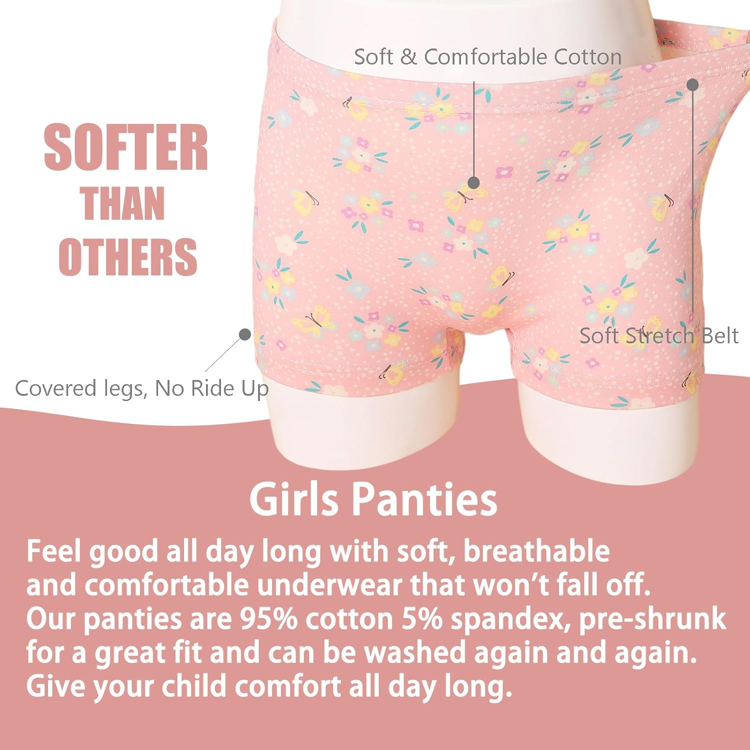 Anktry Kids 12 Pack Soft Comfort Cotton Knickers Underwear Little Girls Assorted Boyshort Panties 2-12 Yrs - Image 3