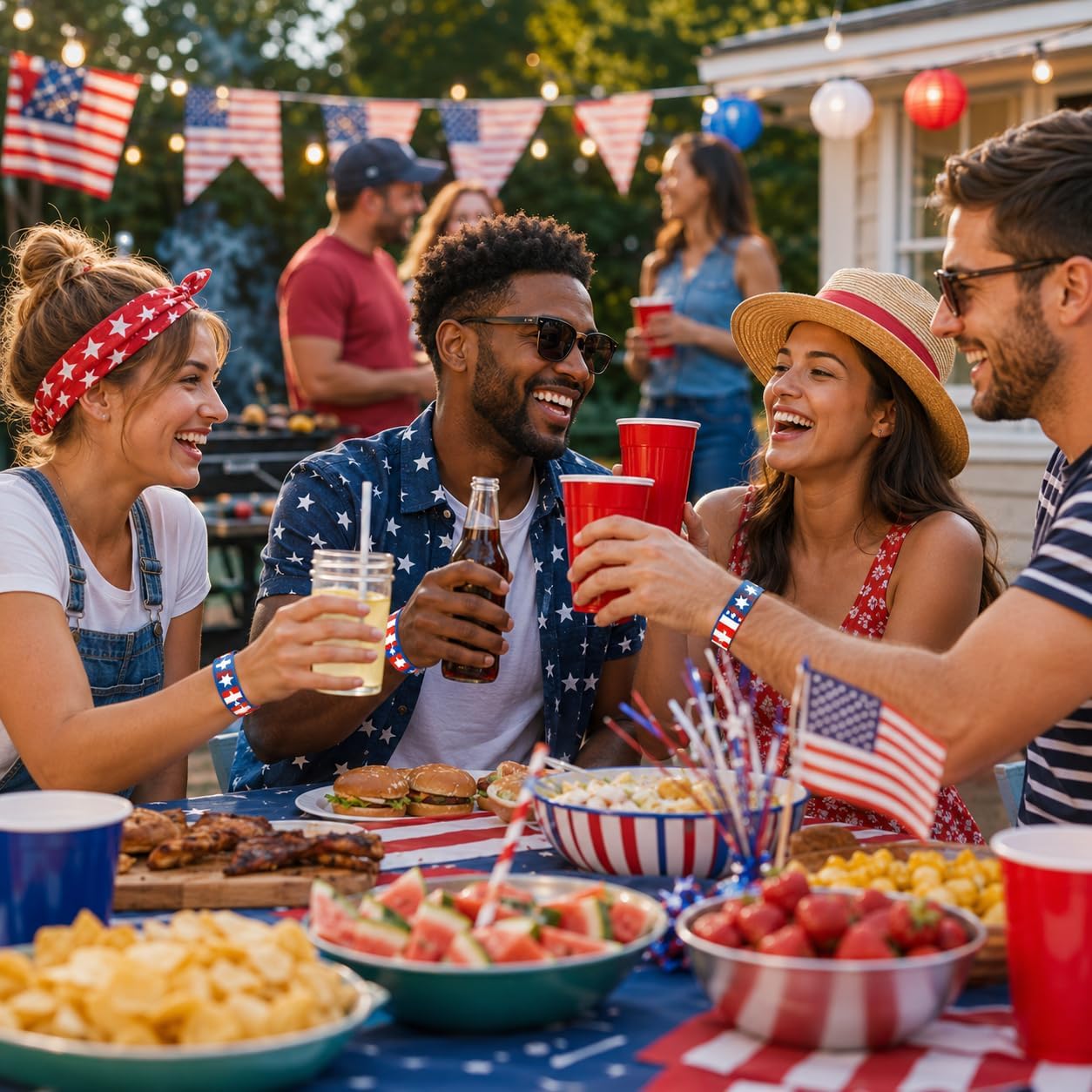 Fun Express Patriotic Tyvek Wristbands for Events (100 Pack) – Red, White, and Blue Stars and Stripes Paper Event Wrist Bands for 4th of July, USA 25, or Summer Party Supplies
