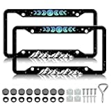 HCSS Moon Phase Mountains License Plate Frames - 2 Pack Funny Night Sky License Plate Holder, Aluminum Metal Rust-Proof Waterproof Car Decorative Tag Frame for Standard US 12x6 Inch