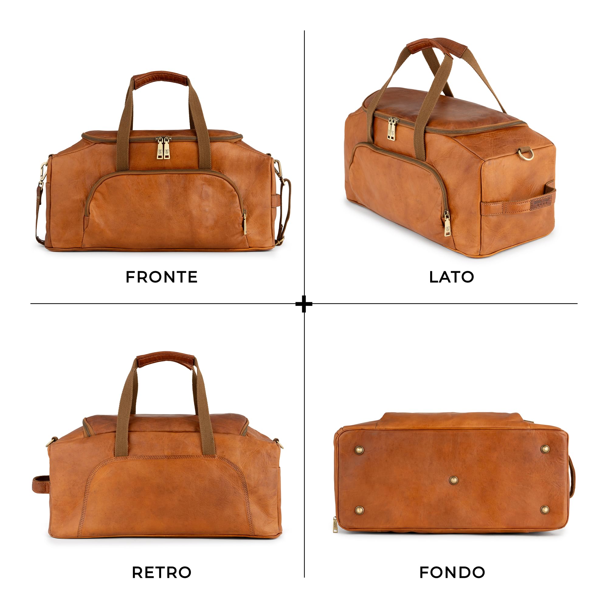 Berliner Bags Borsone da Viaggio Denver M in Pelle Conciata al Vegetale, Compatto con Tracolla Regolabile, Ideale per Weekend e Tempo Libero, Uomo e Donna – Marrone