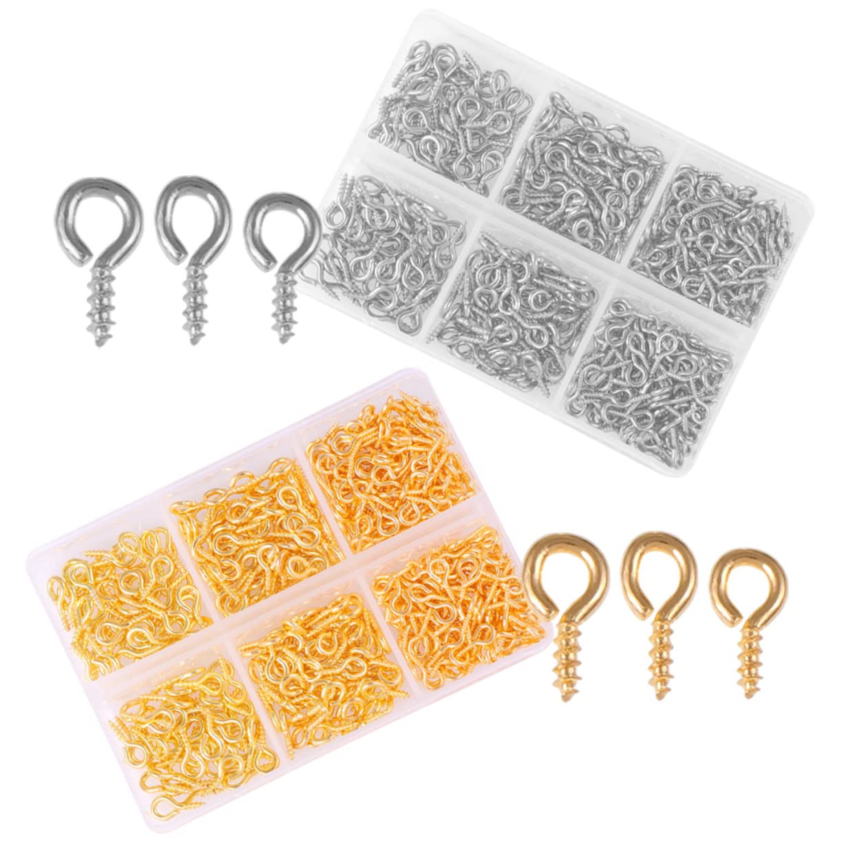 WOONEKY Quality Iron Screw Eye Screws 2 Boxes for DIY Jewelry Pendant Making Tiny Hooks Bolt