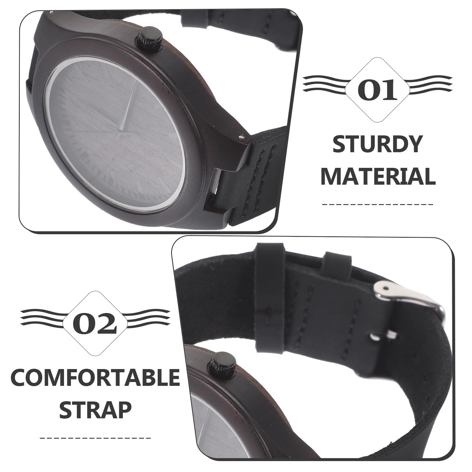 Ciieeo Reloj de Madera Natural para Hombre Cuarzo Preciso Correa Ligera de Madera Ecológica Diseño Casual Cómodo Regalo para Esposo y Padre