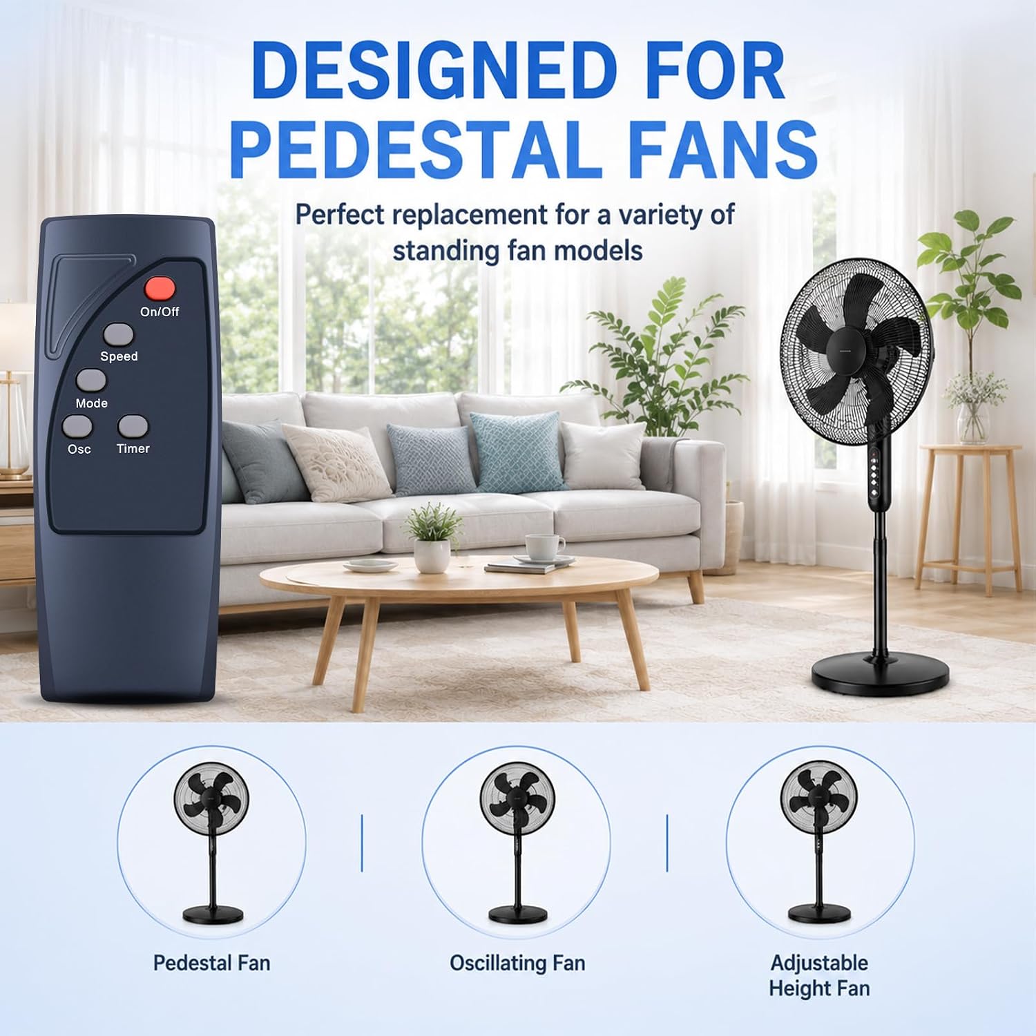 New Replacement Fan Remote Control Fit for AMZ Basics 16" Pedestal Fan FS40-10BR (60W, Black)