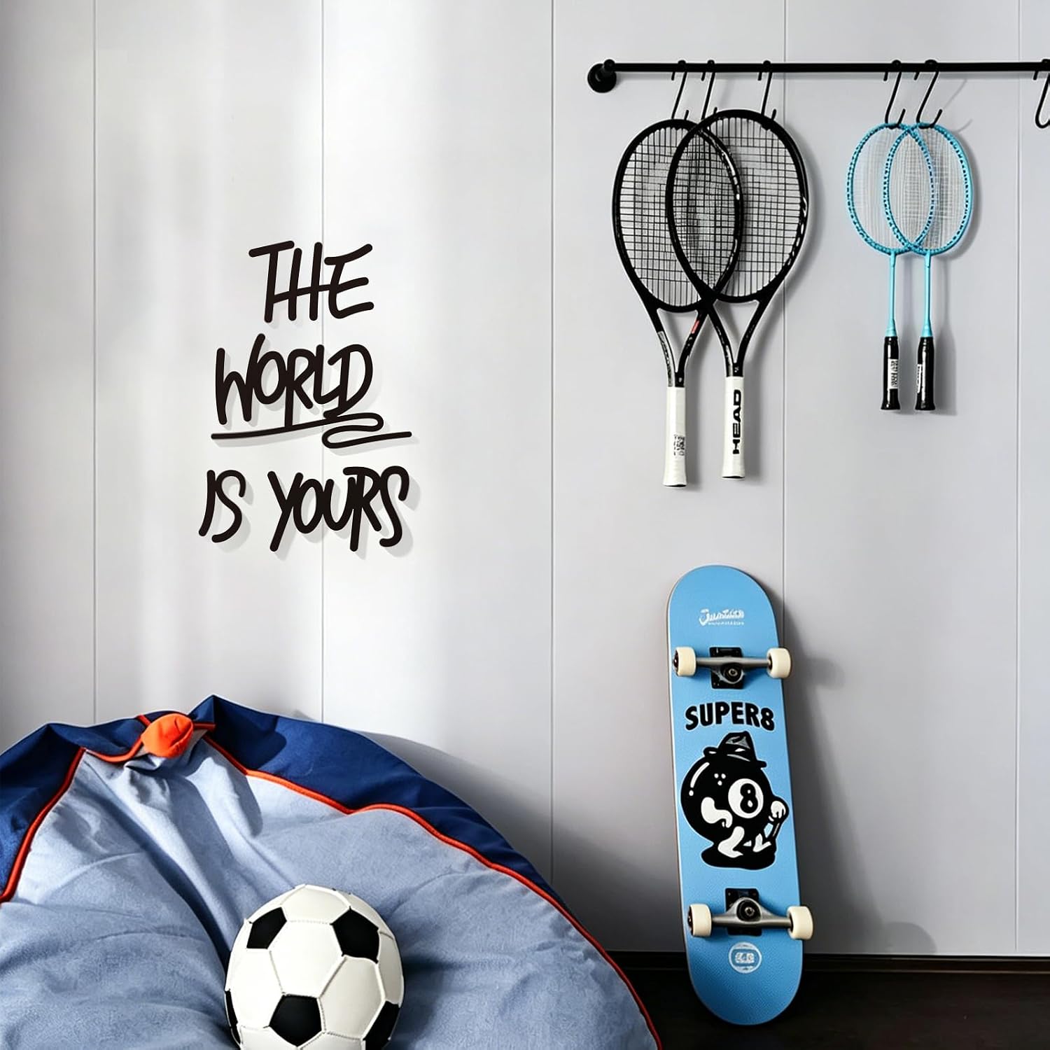 Motivational Metal Wall Decor The World Is Yours, 4 Piece