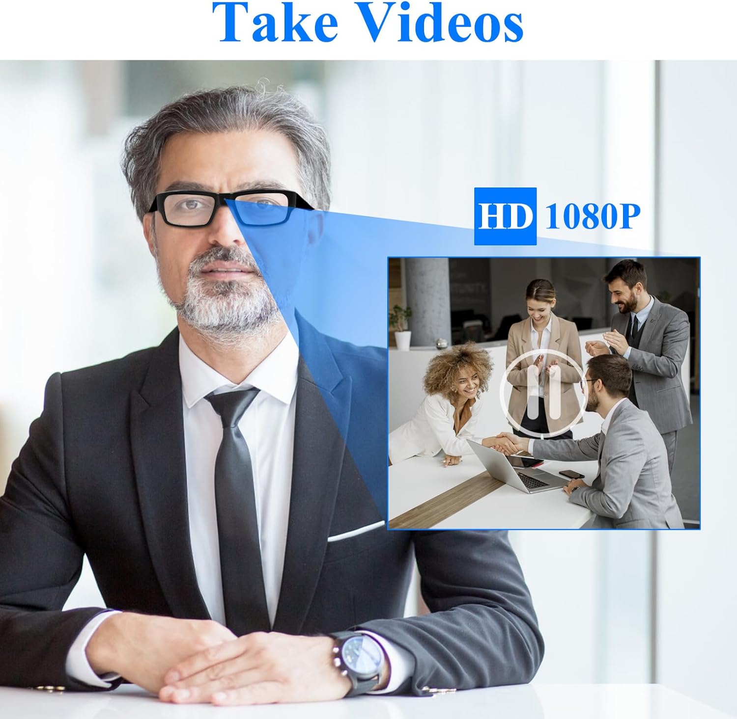 Camera Glasses Outdoor Sport Action Glasses Camera 1080P HD Video Glasses Smart Glasses Recording Motorcycle Riding Portable Wearable Eye Glasses for Driving, Cycling, Fishing, Hiking, Hunting