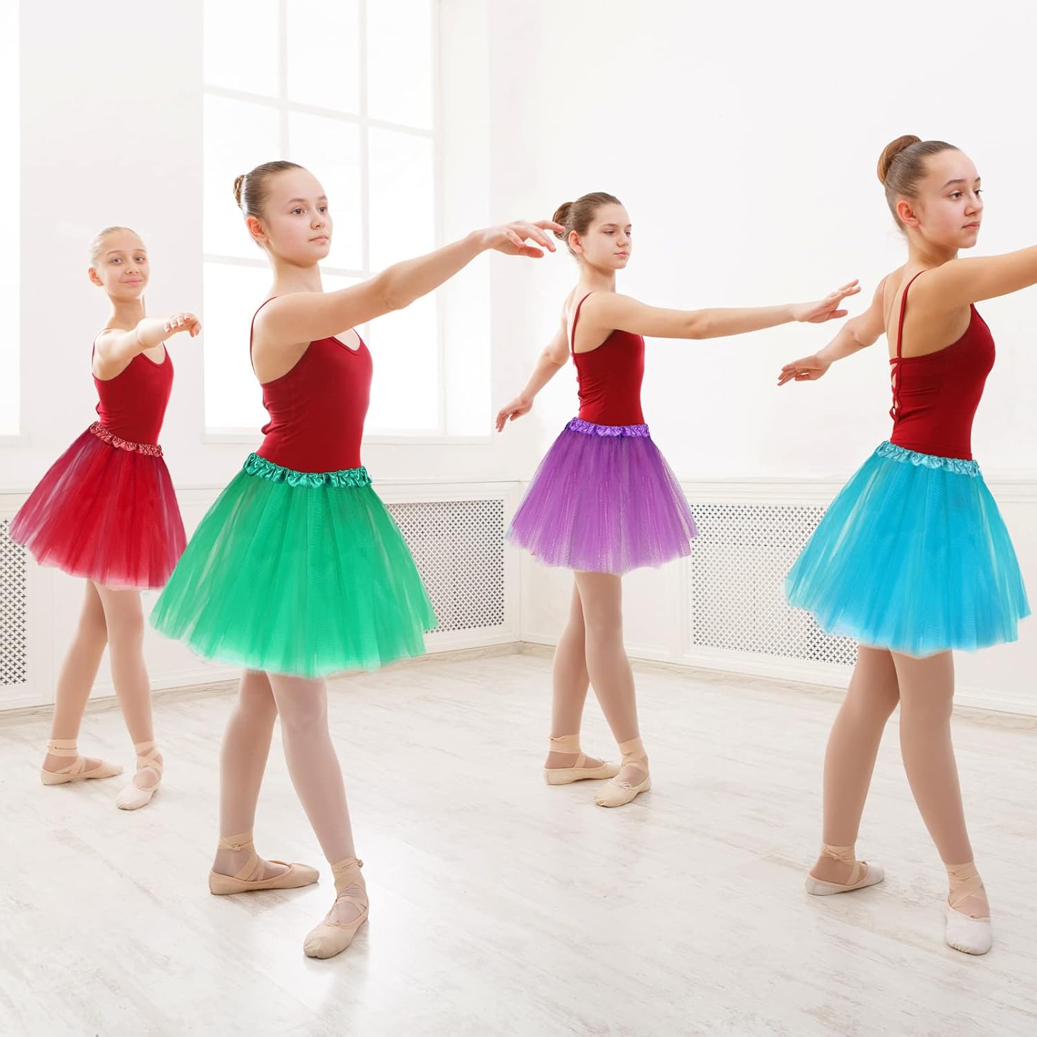 Handepo 16 Packs 80's Tutu Skirts for Women Adult Tulle 3 Layered Classic Tulle Tutu Short Ballet Skirt for Party Costume Dress Cosplay Multicolor