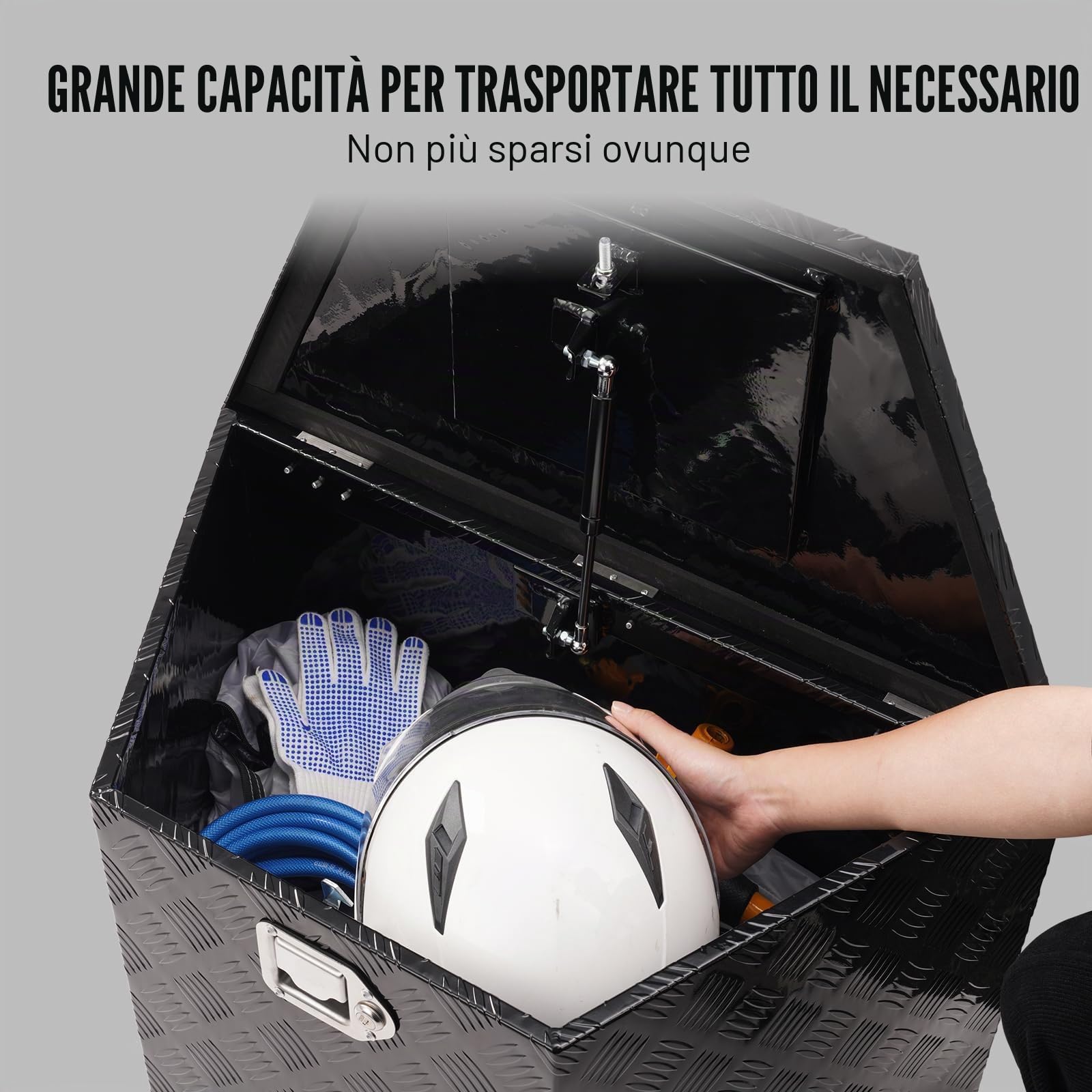 VEVOR Scatola per Lingua per Rimorchio, Cassetta per Attrezzi con Piastra diamantata in Lega di Alluminio, Scatola per Rimorchio per Carichi Pesanti con Serratura e Chiavi, Camper 39"x16.5"x12