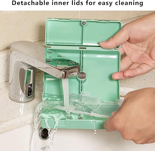 Miniatura 5 de FYY Organizador diario de píldoras, 7 compartimentos, organizador de píldoras de viaje, diseño plegable, pastillero para bolsillo para bolsa para