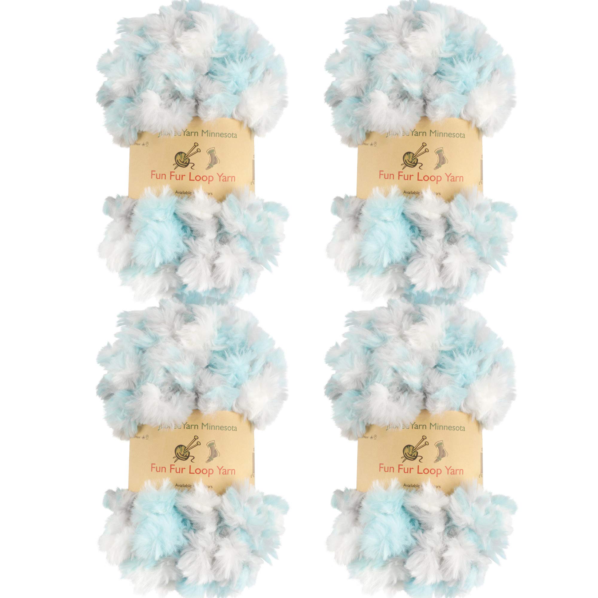 JubileeYarn Fun Finger Fur Loops Yarn - Polyester Jumbo Weight Loop Yarn - 200g/Skein - Heron - 4 Skeins