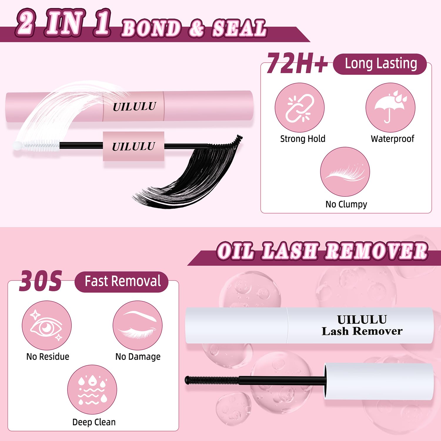 UILULU Lash Clusters Kit 168 Individual Clusters False Eyelashes, DIY Cluster Eye Lash Extensions Kit with Bond & Seal, Remover, Tweezers, Fake Eyelash D Curl-0.07-10-16MM(U24 Lash Kit)