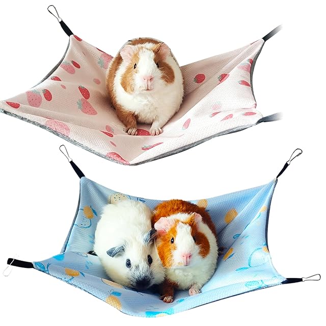 Ferizzia 2 Piezas Hamaca para Cobayas, Cama Colgante de Verano de Doble Capa, Accesorios Hamster
