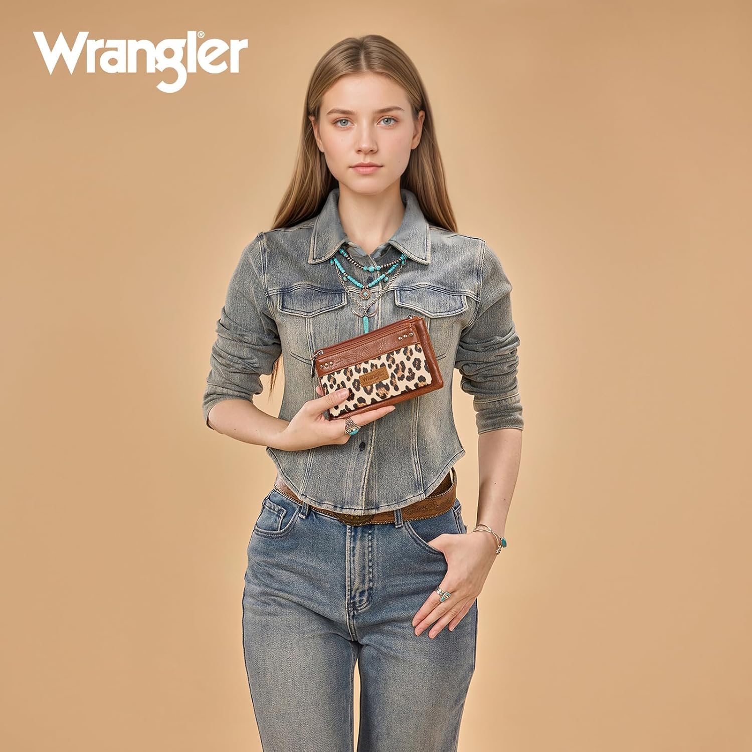 Montana West X Wrangler Brown Wallet Women Double Zipper Pocket Wallet with Rfid Blocking Large Phone Western Women's Wallets Card Cases & Money Organizers - Image 2
