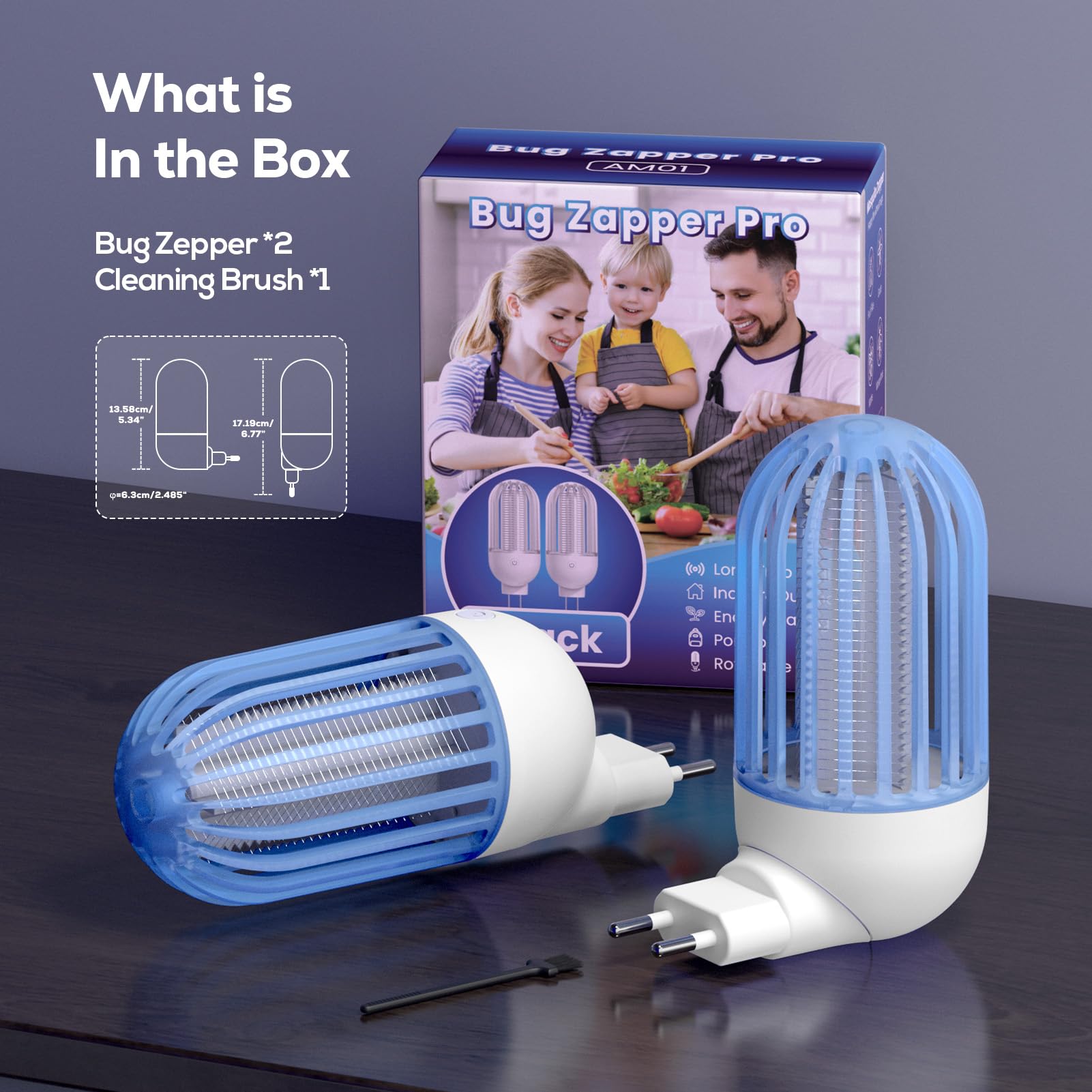 Antizanzare da Presa, Lampada Elettrica per Zanzare, Confezione da 2 Dissuasori Elettrici per Insetti con Luce UV – Lampada Antizanzare per Zanzare, Mosche e Falene