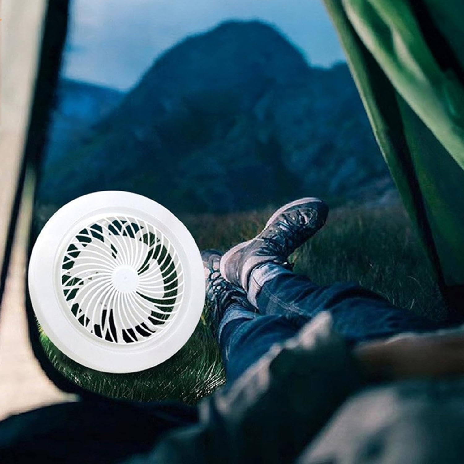Solar Camping Fan | Foldable 3 Wind Speeds with LED Lantern 3600mAh Battery | 3600mAh Solar Powered Camping Fan,for Office Night Fishing Picnic Barbecue Travel