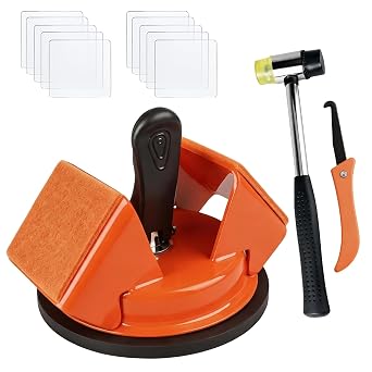 Floor Gap Fixer Tool,Heavy Duty Laminate Flooring Gap Repair Tool Made of Iron & Enhanced Vacuum Suction Cup with Slot Cutter,Hammer and 10pcs Sticky Pads for Fixer Laminate/Vinyl/Wood Plank Tools