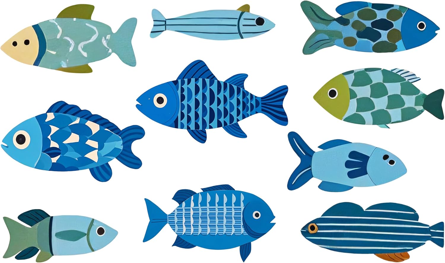 OT-NVWOZR 10pcs Wooden Fish Wall Decor, Hanging Coastal Beach Wall Art for Ocean Nautical Decor, Vintage Fish Wall Sculpture for Lake House Bathroom Living Room Home Decoration - Image 8