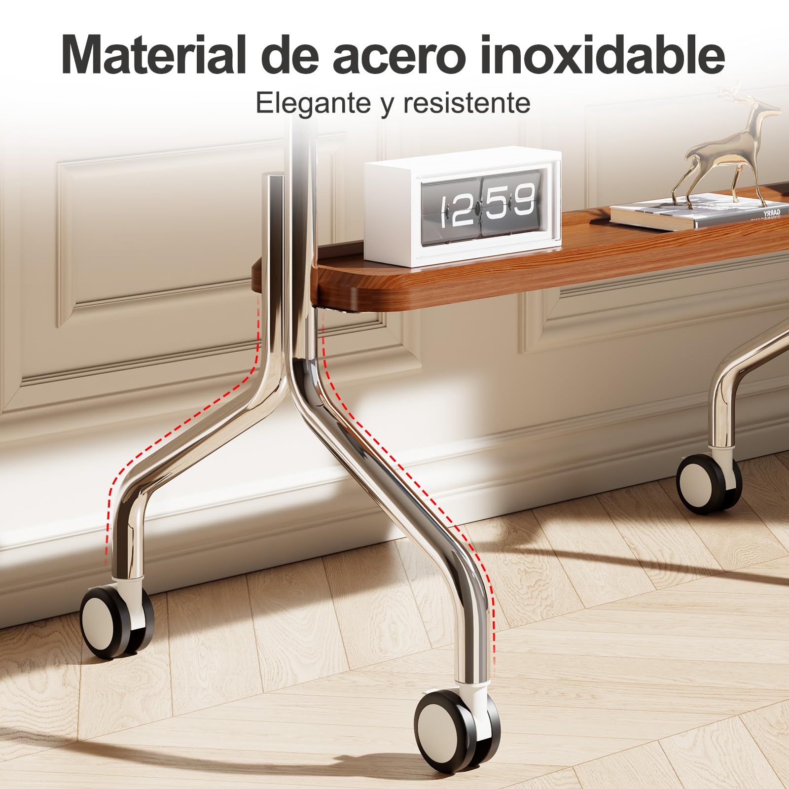 Soporte TV Ruedas para Televisión de 32 a 75 Pulgadas, hasta 50 kg | Con Estante, Tablero Perforado, Giro 360°, Diseño en acero inoxidable, Gestión de Cable, Máx.VESA 600x400mm