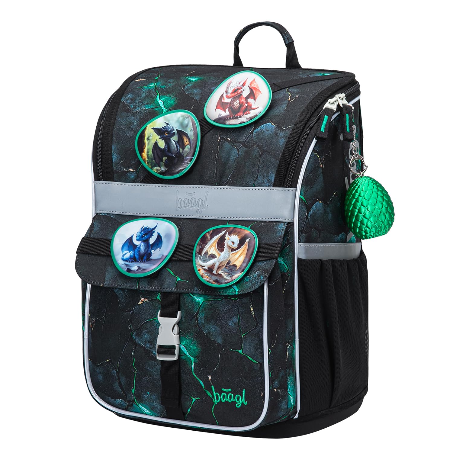 Baagl Schulranzen Jungen Mädchen für 1. Klasse - Ergonomische Schultasche für Kinder - Schulrucksack mit Brustgurt - Grundschule Ranzen Tornister