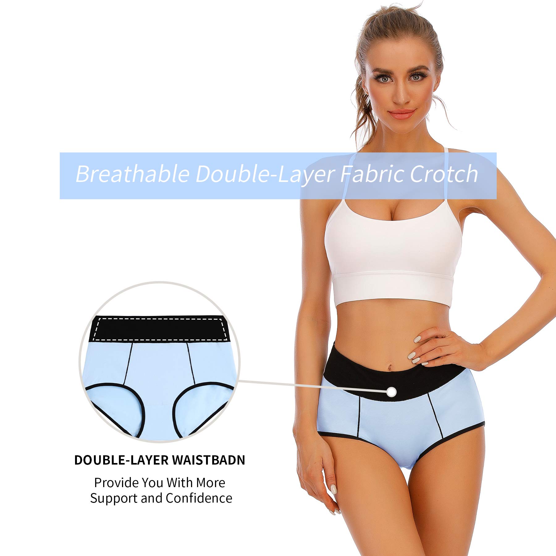YaShaer Culottes Coton pour Femmes Shorty Confort Slips Sport Grande Elasticité Taille Haute Lot de 5
