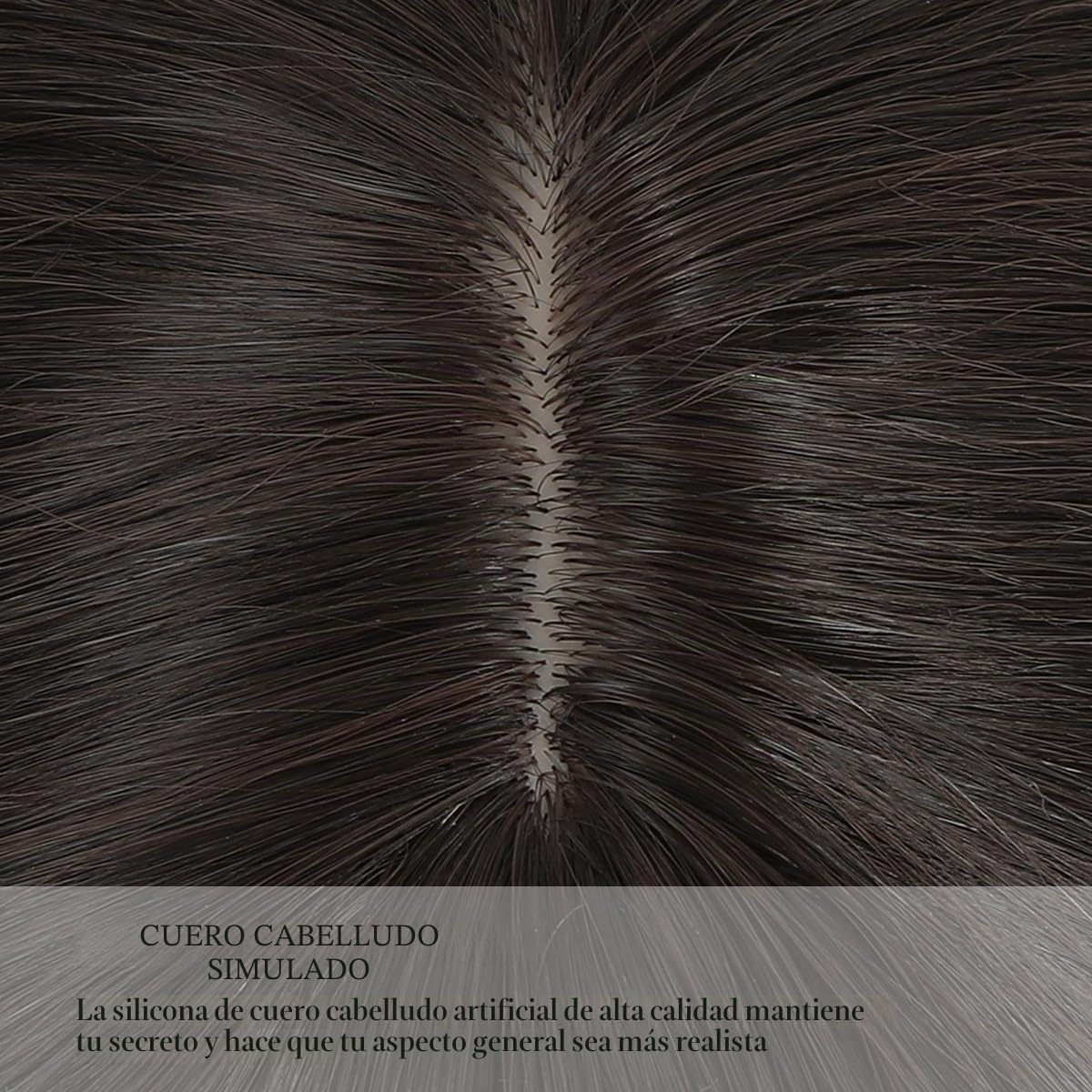 Topper de cabello para mujeres, piezas de cabello sintético de 45 cm, toupet con flequillo, peluca recta, piezas de cabello para cabello fino, marrón chocolate