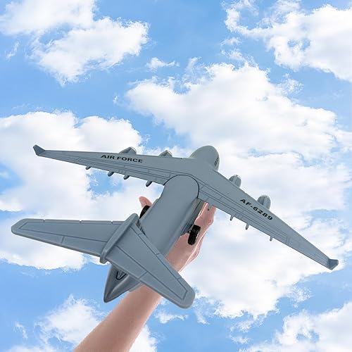 Miniatura 6 de OTONOPI Avión de avión fundido a presión de 8.3 pulgadas con hombre del ejército tira hacia atrás y deja ir C17 6289 Avión de transporte de aleación