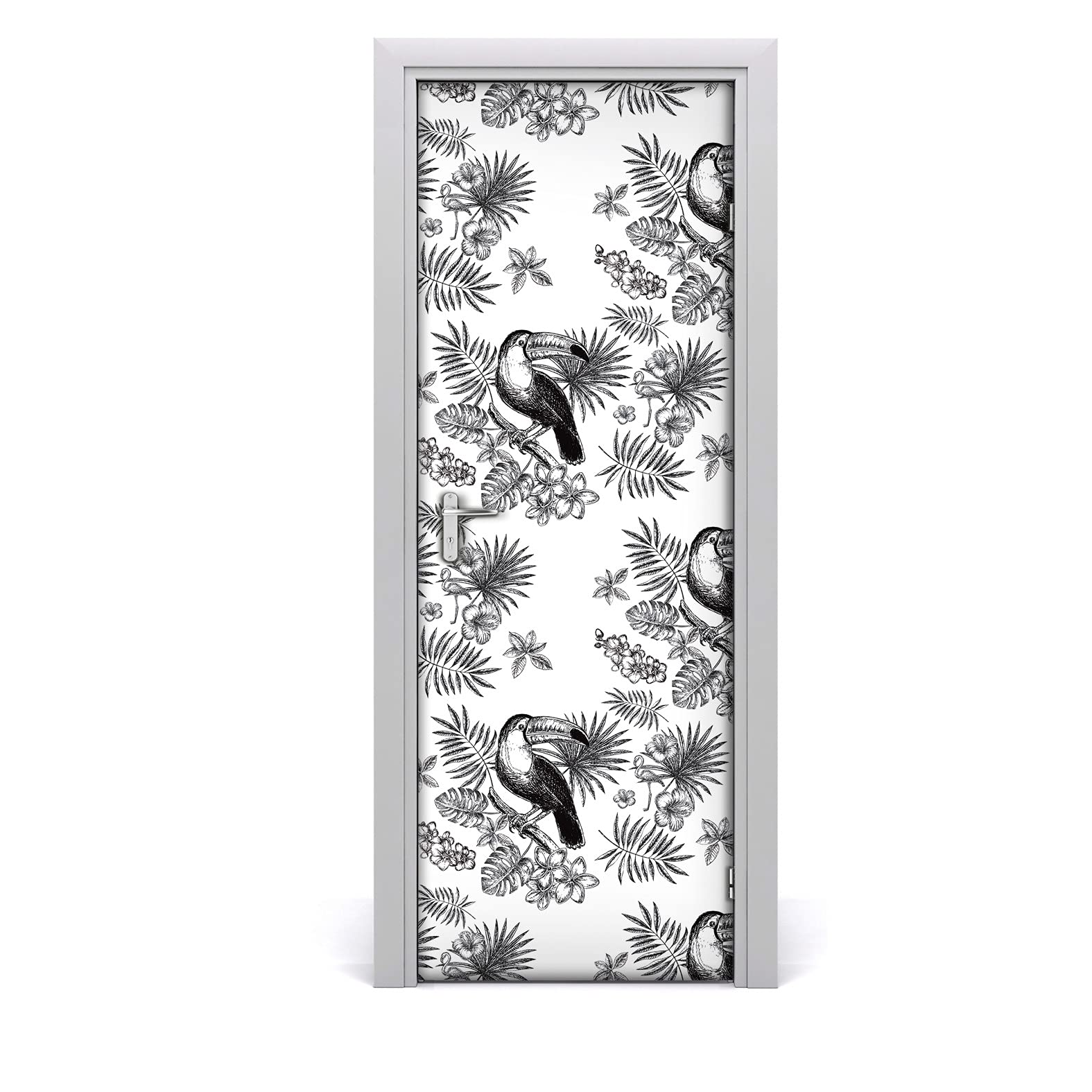 Papier peint sur la porte haut de gamme décoration auto-adhésive Magic-Stick toucan floral 77x200