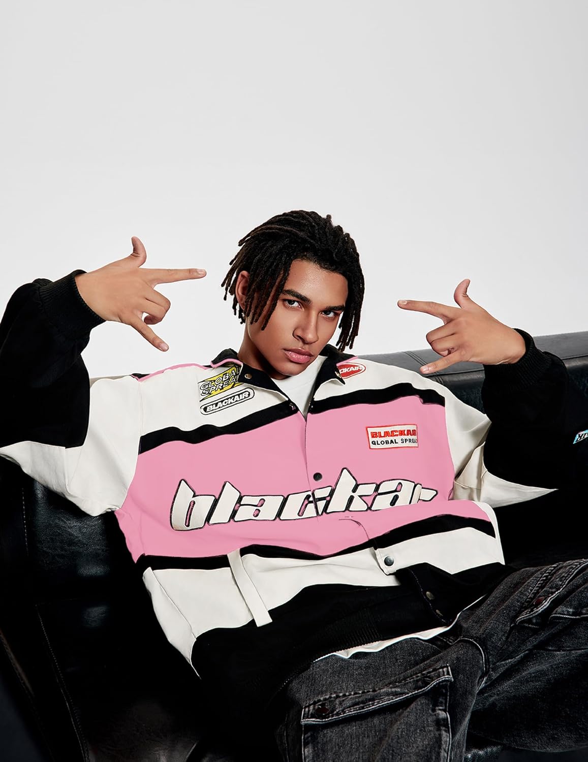 Vamtac Mens Varsity Baseball Jacket Bomber Cotton Vintage Racing Coats Streetwear with Pocket - Image 3